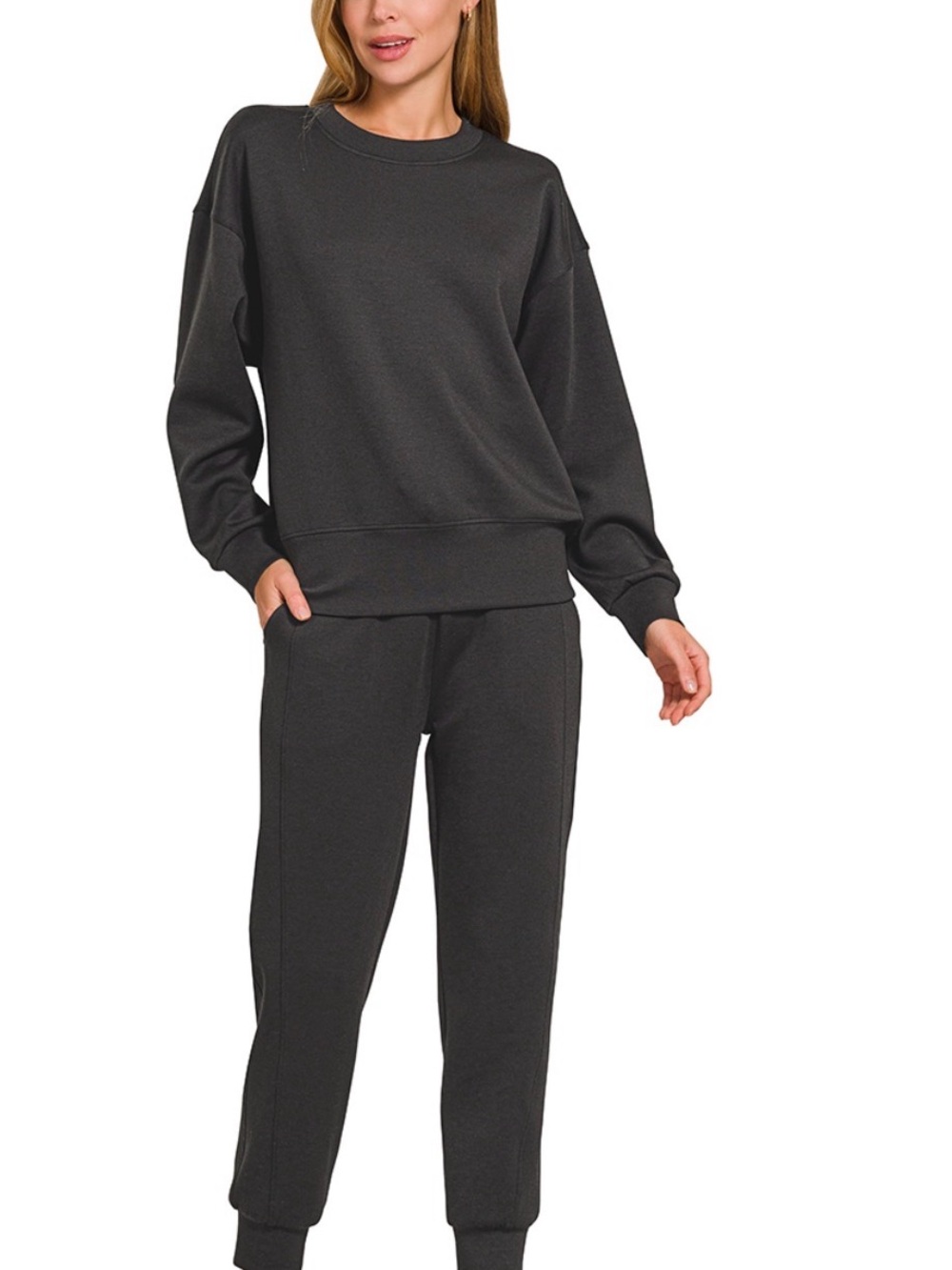 Zenana Outfitters Charcoal Jumpsuit Romper Set - Dark Gray